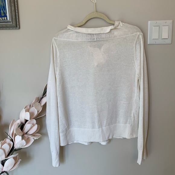 BCBG creme tie neck cardigan - Picture 3 of 3